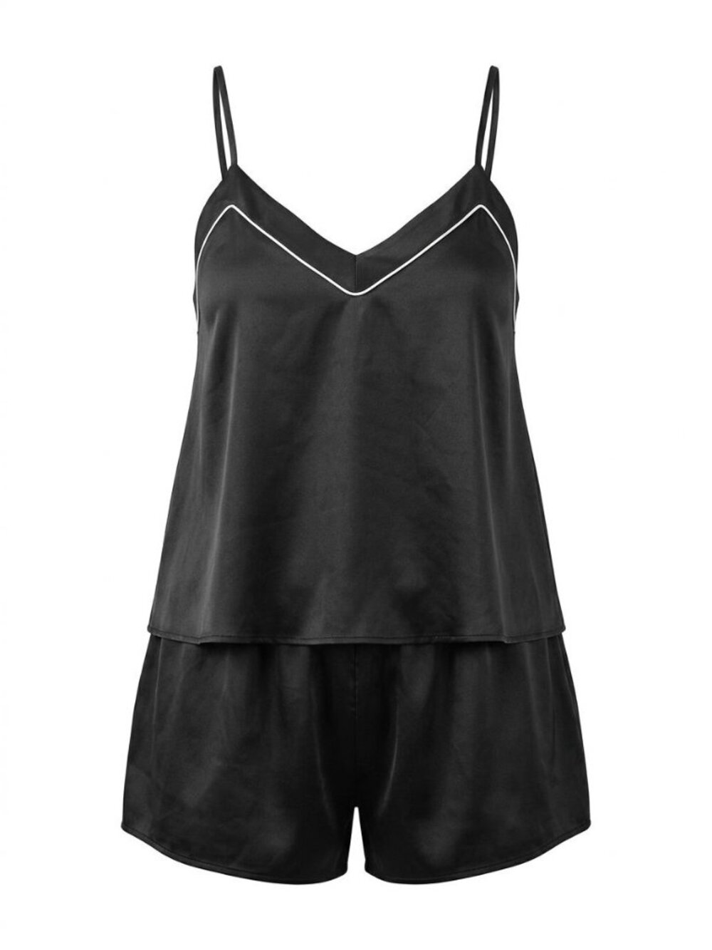 NWT INC International Concepts 2 Pc Satin Pajama Set Sz XXL Black White Piping